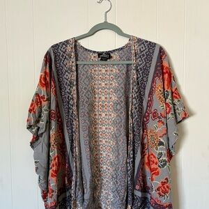 Angie Multicolor Floral Open-Front Blouse